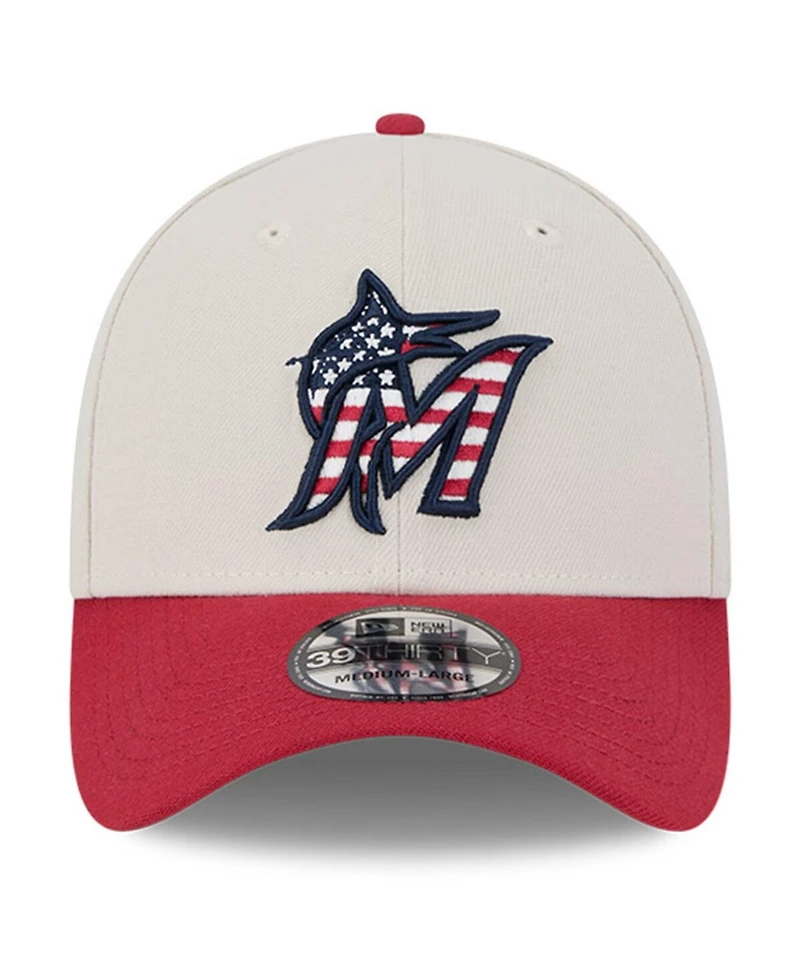 New Era Men's Red Miami Marlins 2024 Fourth of July 39THIRTY Flex Hat