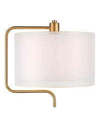 Possini Euro Design Carlyle Modern Mid Century Desk Lamp 30 1/2" Tall Gold with Usb and Ac Power Outlet in Base Double Drum Shades for Living Roo