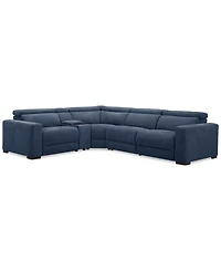Nevio 5-Pc. Fabric Power Headrest L-Shape Sectional and Console with Motion Chairs