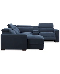 Nevio -Pc. Fabric Power Headrest Sectional and Chaise with 2 Motion Chairs
