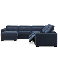 Nevio 6-Pc. Fabric Power Headrest Sectional with Chaise & Console and Motion Chairs