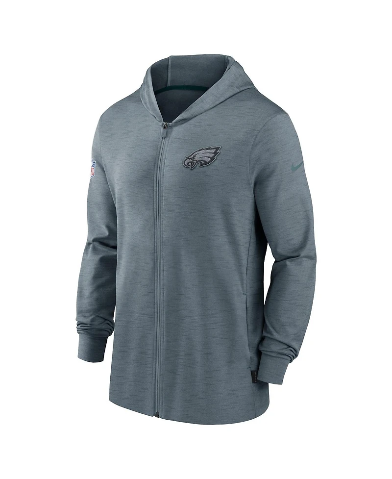 Nike Men's Heather Gray Philadelphia Eagles Sideline Team Pop Full-Zip Hoodie Jacket