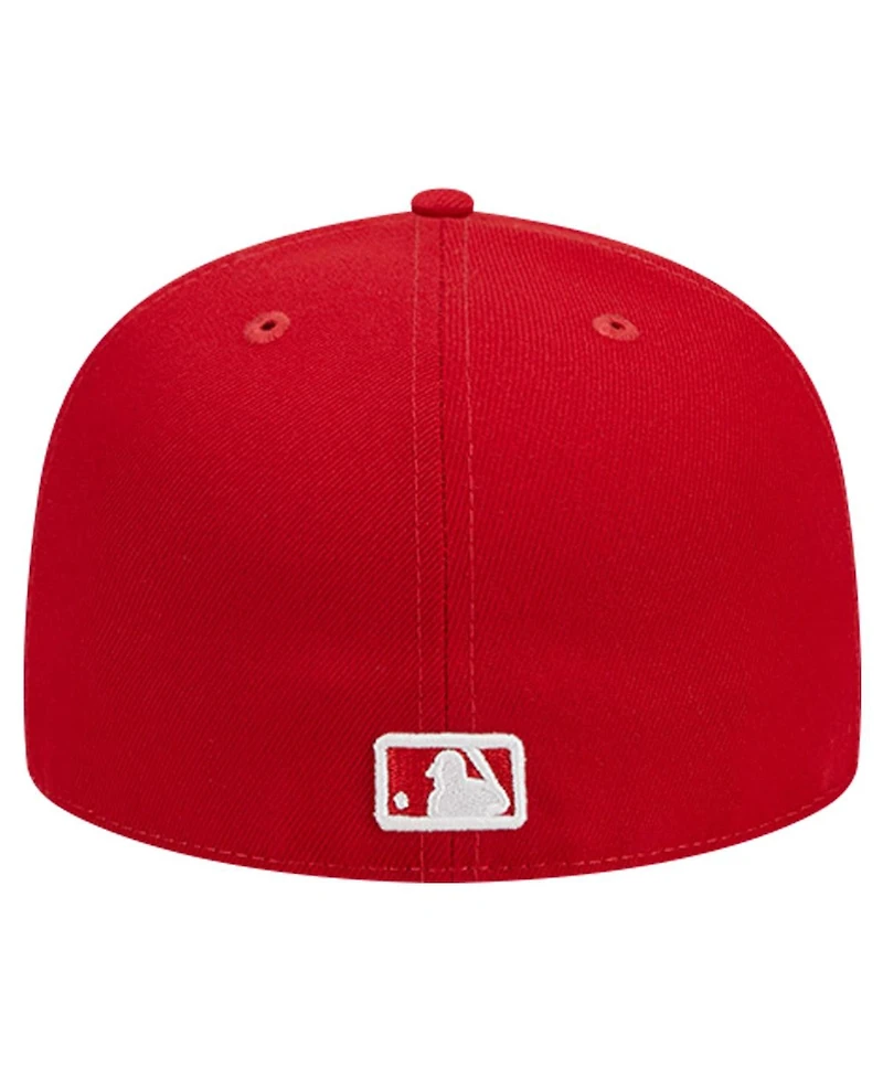 New Era Men's Red Cleveland Guardians Logo 59FIFTY Fitted Hat