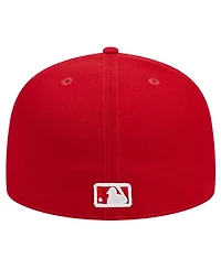 New Era Men's Red Cleveland Guardians Logo 59FIFTY Fitted Hat