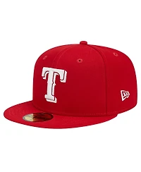 New Era Men's Red Texas Rangers Logo 59FIFTY Fitted Hat