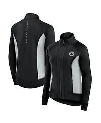 Fanatics Women's Black Boston Celtics Studio Fitted Full-Zip Gym Track Jacket