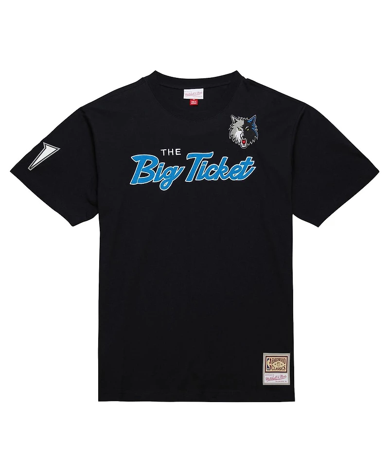 Mitchell & Ness Men's Kevin Garnett Black Minnesota Timberwolves Premium Nickname T-Shirt