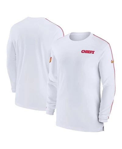 Nike Men's White Kansas City Chiefs Sideline Coach Uv Performance Long Sleeve T-Shirt