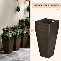 Elegant Stackable Wood-Look Outdoor Planters (Set of 3)