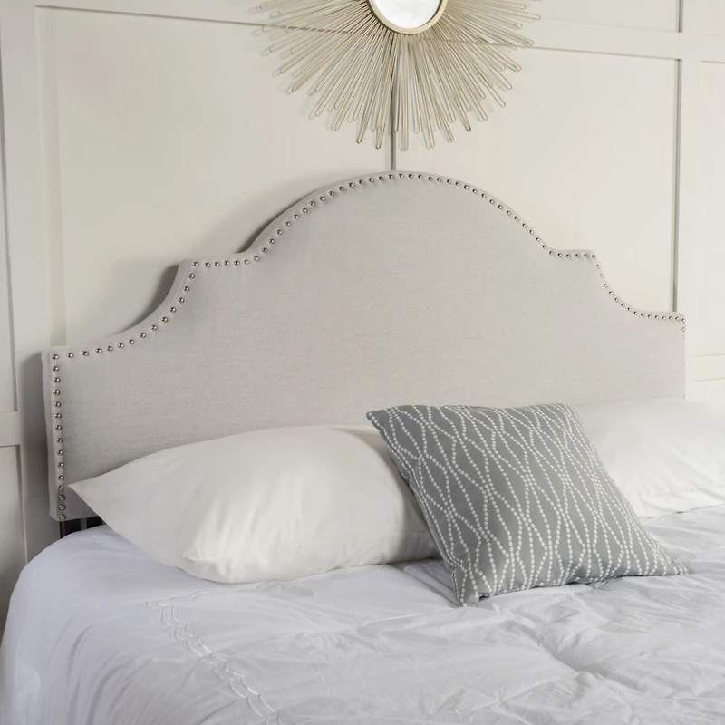 Simplie Fun Elegant Camel Back Upholstered Headboard with Nailhead Trim