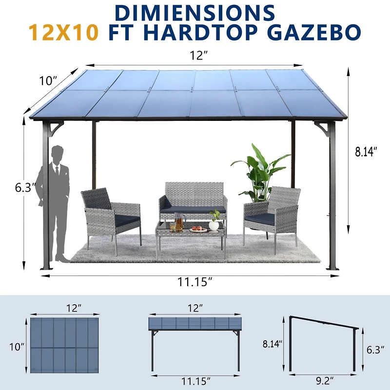 Streamdale Furniture Premium Wall-Mounted Lean-To Awning Durable, Versatile Outdoor Shelter