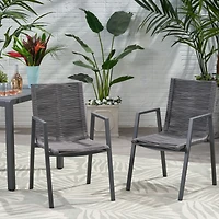 Streamdale Furniture Stylish and Comfortable Outdoor Dining Chairs with Rope Weave and Aluminum Frames