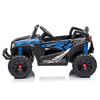 Streamdale Cool Black and Blue Kids Ride-On Mini Utv with Built-In Songs