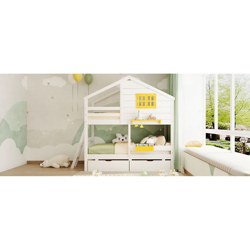 Streamdale Twin Bunk Bed with Drawers, Storage, and Playhouse