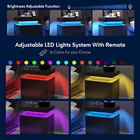 Streamdale Modern Led Nightstand with Adjustable Shelf and Drawers