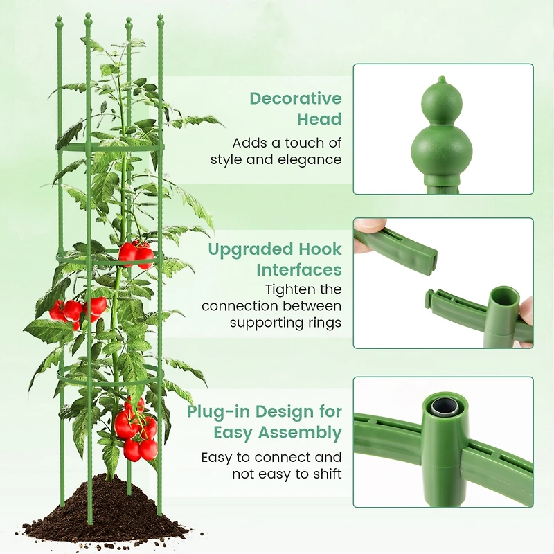 2-Pack Garden Trellis 56" Plant Support & Tomato Cages with Adjustable Height