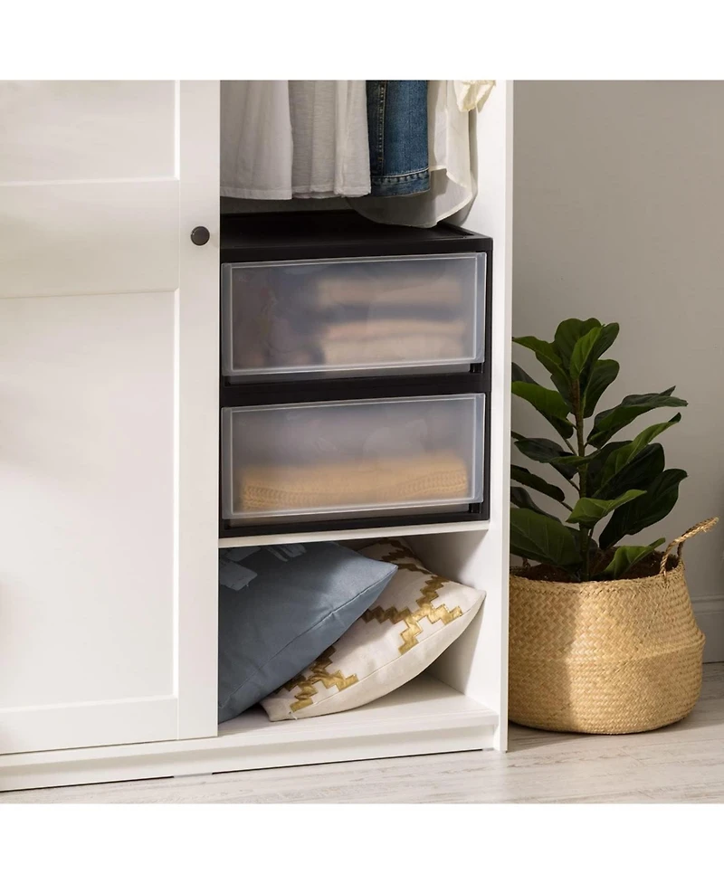 Iris Usa 47 Quart Extra Large Plastic Stacking Drawer, Stackable Storage Organizer Unit with Sliding Drawer for Bedroom Closet Garage Craft Room Dorm