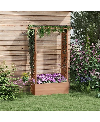 Elegant Raised Garden Bed with Arch Trellis and Pergola Roof