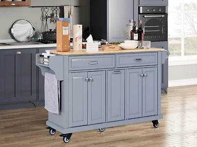 Streamdale Furniture Cambridge Natural Wood Top Kitchen Island with Storage