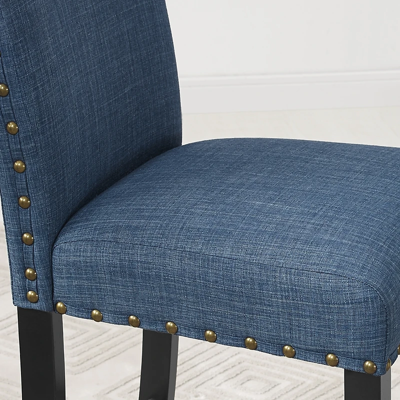 Streamdale Furniture Fabric Dining Chairs with Nailhead Trim, Set of 2, Blue