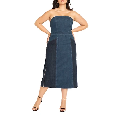 Eloquii Plus Size Strapless Denim Dress