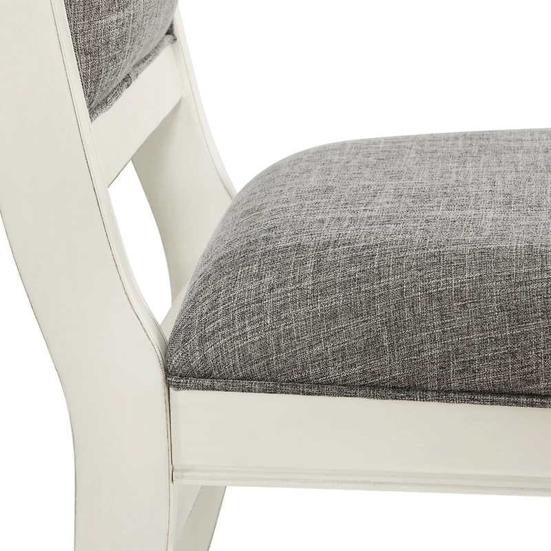 Streamdale Furniture Antique White Solid Wood Upholstered Dining Chairs, Set of 2