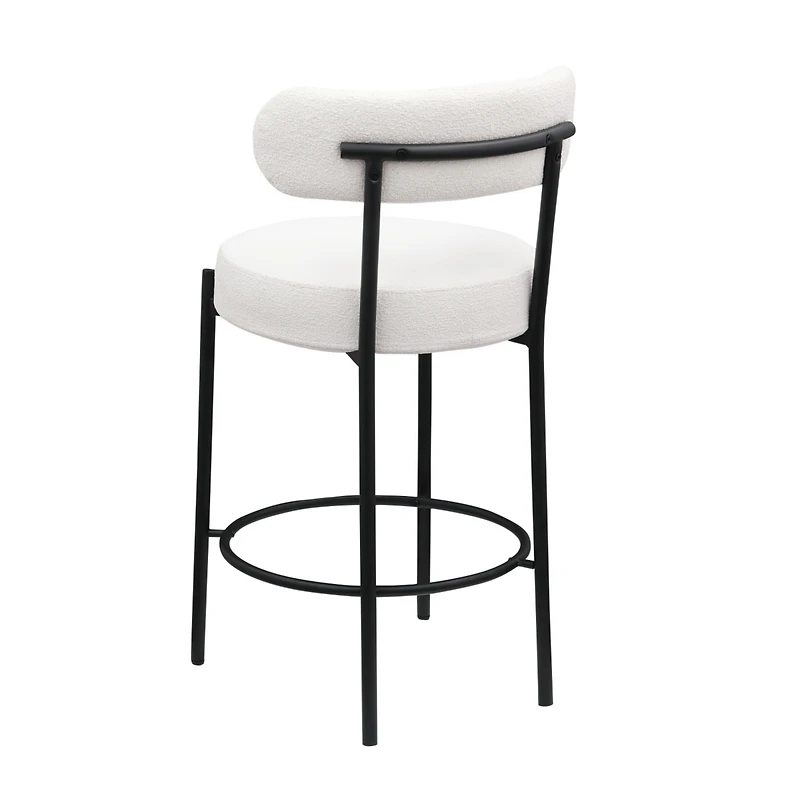 Streamdale Furniture Modern Kitchen Counter Height Bar Stools with Boucle Fabric Curved Back