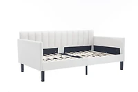 Simplie Fun Elena Twin Size Ivory Boucle Upholstered Daybed, Ribbed Tufted Backrest, Daybed in Lavish Modern Design, Richly Hued Foam Comfort