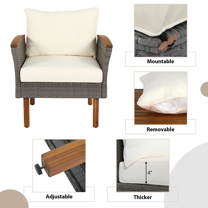 Streamdale 9-Piece Patio Furniture Set with Pe Wicker and Acacia Wood