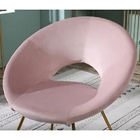 Simplie Fun Pink Silky Velvet Upholstered Accent Chair with Gold Tone Finished Base