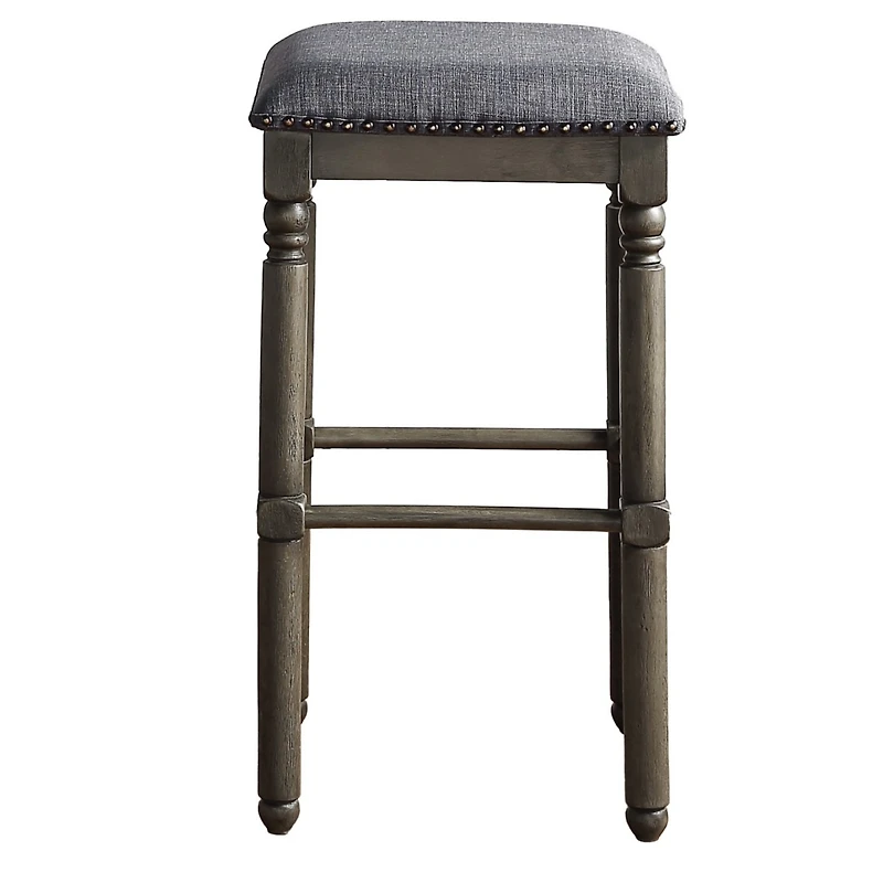 Simplie Fun Wood Upholstered Swivel Bar Stools, Set of 2, Grey