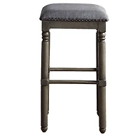 Simplie Fun Wood Upholstered Swivel Bar Stools, Set of 2, Grey