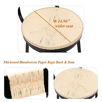 Simplie Fun Handwoven Bar Stool with Ergonomic Design and Durable Metal Base