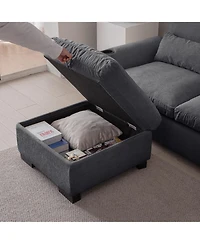 Streamdale Elegant Chenille Sofa with Reversible Ottoman and Built-in Usb Ports