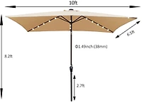 Streamdale Patio Solar Lighted Umbrella w/ Crank (6.5' x 10')