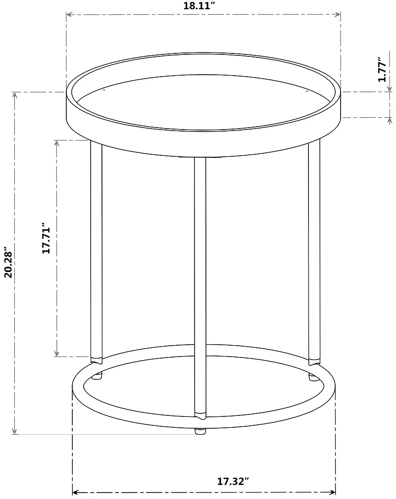 Streamdale Round Tray Table with Metal Frame, Espresso