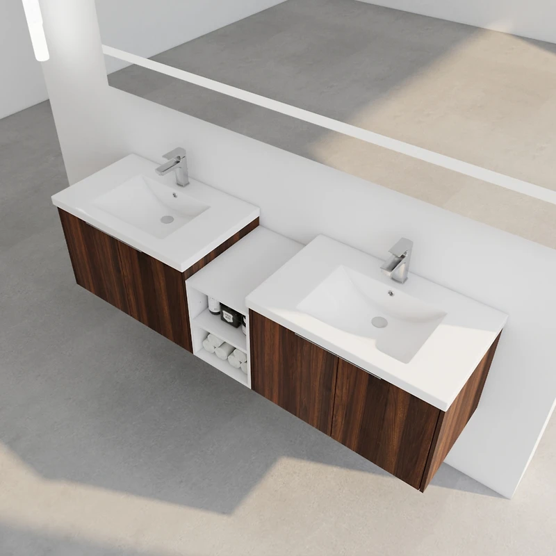 Simplie Fun Modern Wall-Mounted Vanity with Ample Storage and Resin Sink