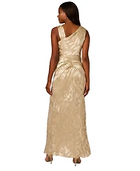 Adrianna Papell Women's Asymmetric Metallic-Print Mermaid Gown