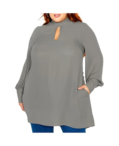 City Chic Women's Neck Tie Tunic Top
