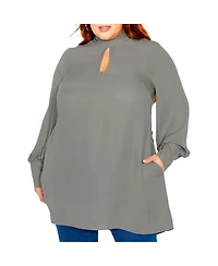 City Chic Women's Neck Tie Tunic Top