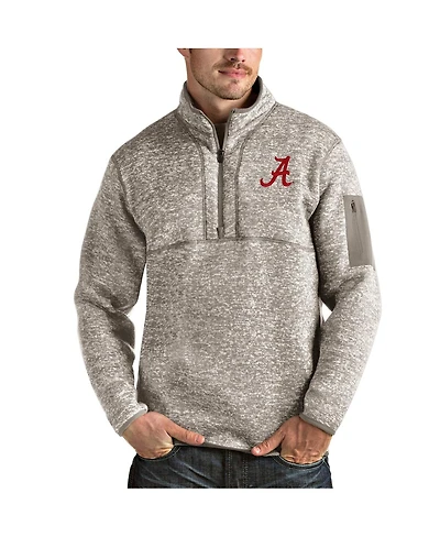 Antigua Men's Oatmeal Alabama Crimson Tide Fortune Half-Zip Pullover Jacket