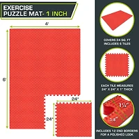 ProsourceFit Checkered Puzzle Exercise Mat 1-in, 24 Sq Ft - 6 Tiles