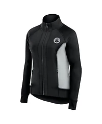 Fanatics Women's Black Boston Celtics Studio Fitted Full-Zip Gym Track Jacket