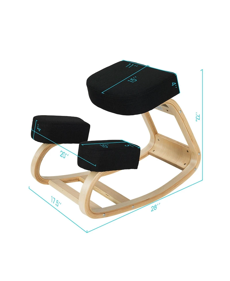 Gymax Ergonomic Kneeling Chair Rocking Stool Upright Posture Office Furniture Black
