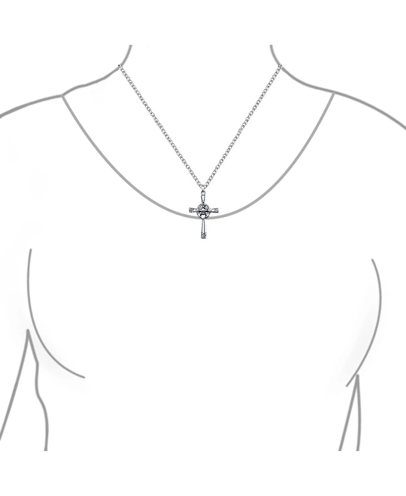 Bling Jewelry Spiritual Religious Irish Viking Eternal Trinity Celtic Knot Claddagh Cross Pendant Necklace Oxidized Solid Sterling Silver