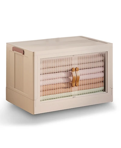 Clara Clark Collapsible Stackable Storage Bins with Lids & Wheels 35 Qt / 8.8 Gal