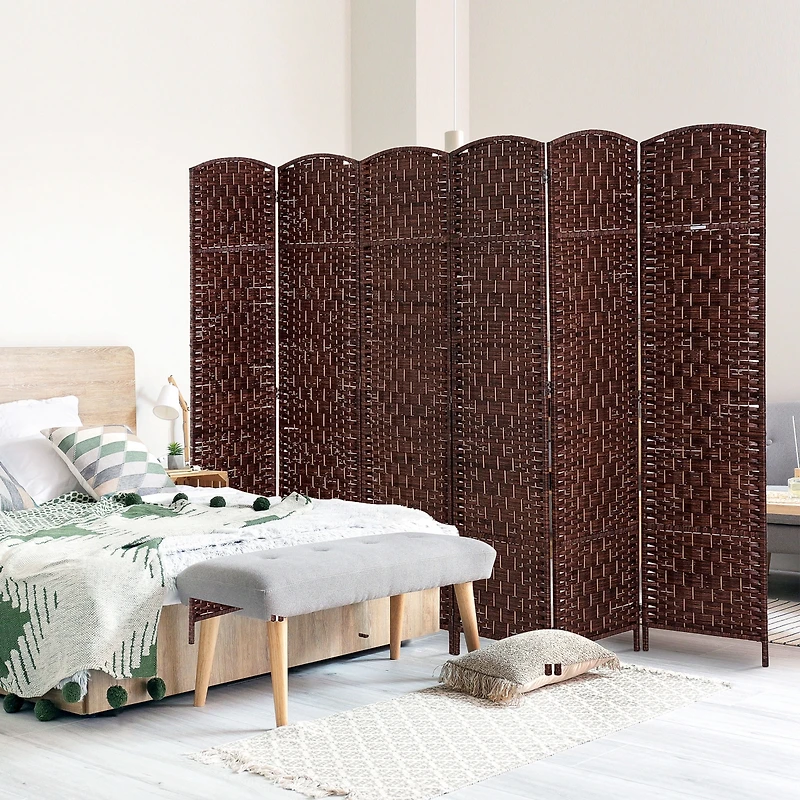 Homcom Panel Resin Wicker Folding Room Divider Privacy Screen Home Office