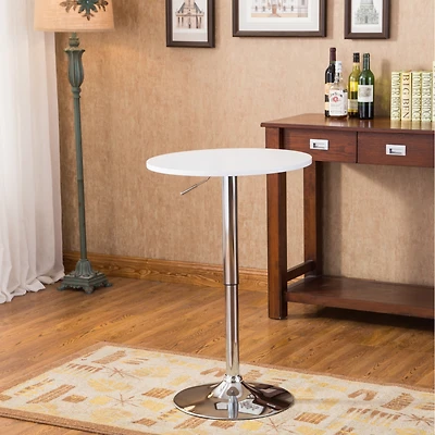 Streamdale Furniture Adjustable Wood and Metal Bar Table in White