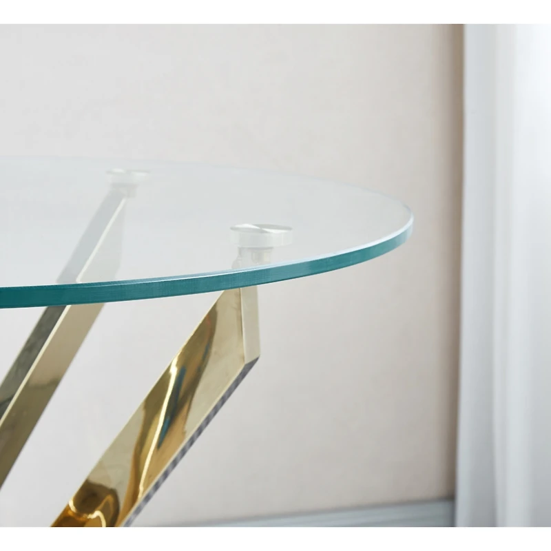 Streamdale Modern Round Tempered Glass Coffee Table with Chrome Legs