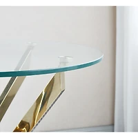 Streamdale Modern Round Tempered Glass Coffee Table with Chrome Legs